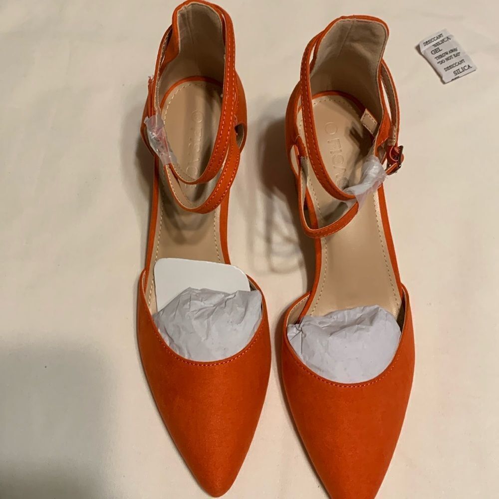 COPY - Size 8 Orange retro wedding dressy shoes with block heel - Picture 6 of 12